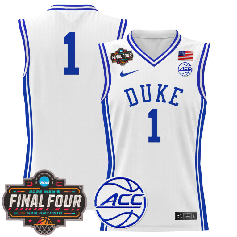 Men Duke Blue Devils #1 white 2025 Final Four Patch NCAA Jersey->ncaa teams->NCAA Jersey